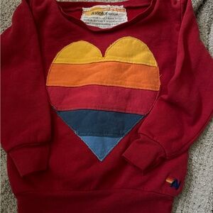 Aviator Nation Red Kids very rare crew neck Heart Sweatshirt